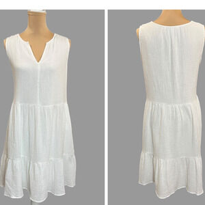 C&C CALIFORNIA   Gauzy White Tiered Dress  L
